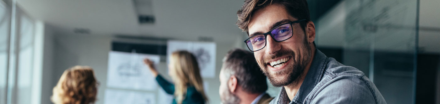 enthusiastic businessman in a meeting